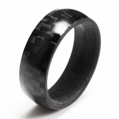 China Solid Carbon Fiber Or Steel With Carbon Fiber Inlay Mens Classic Black Carbon Fiber Ring With Patterns for sale