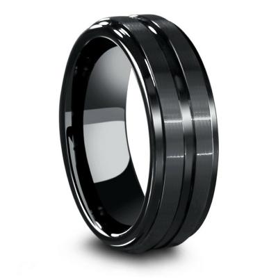 China 2019 Dome Ceramic Wholesale Ring Black Ceramic Jewelry Engraved Wedding Ceramic Ring for sale