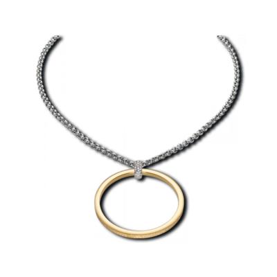 China Women Jewelry Simple Design Titanium Simple Everyday Gold Plated Circle Pendant Necklace for sale