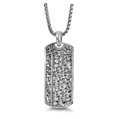 China CLASSIC fashion silver dog tags throbbing pattern polish custom made charms necklaces 24inches for men for sale