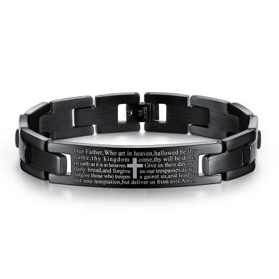 China Newest 2021 CLASSICS Stainless Steel With Black Cross Engraved Bracelet For Men's Jewelry for sale