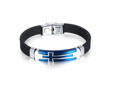 China Leather Strap For Use Simple 10mm Silicone Rubber PU Wristbands With Steel Clasp for sale