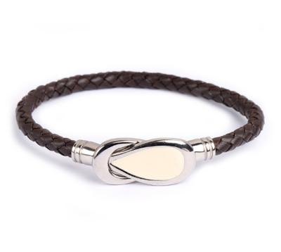 China Leather Bracelet For Jewelry Wearing Bangle Blank Leather Braid With Steel Lock for sale