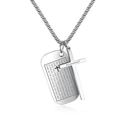 China Big black stainless steel cross necklaces/stainless steel silver bible color box cross pendant chain for men for sale