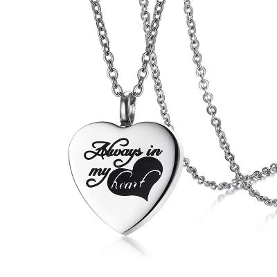 China New Arrival Stainless Steel Silver Engraved Heart Shaped Pendant Necklace for sale