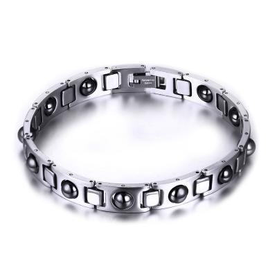 China Minimalism Stainless Steel Health Silver Stone Bracelet Magnetic Stainless Steel Design for sale