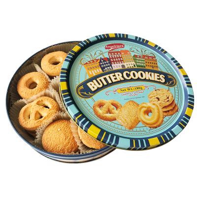 China Wholesale Net Weight 230g Low Fat Butter Cookies Chocolate Flavor In Tin for sale