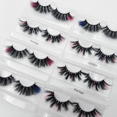 China Wholesale Natural Colored Long Lashes With 25mm Strip Custom Made Russian Mink Colored Lashes Lashes Christmas Eyelashes for sale