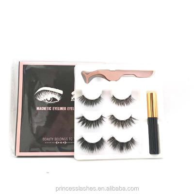 China Wholesale High Quality Natural Cheap Mink Natural False Eyelashes 3d False Eyelash Lashes Magnetic Eyeliner Kit Seller for sale