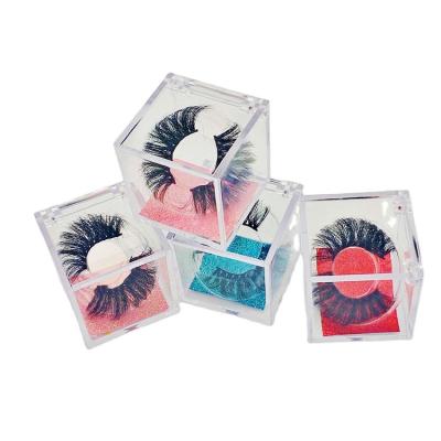 China Recycled Materials Princess Private Label Eyelashes Packaging Customized Eyelash Plastic Clear Acrylic Box Square Case for sale