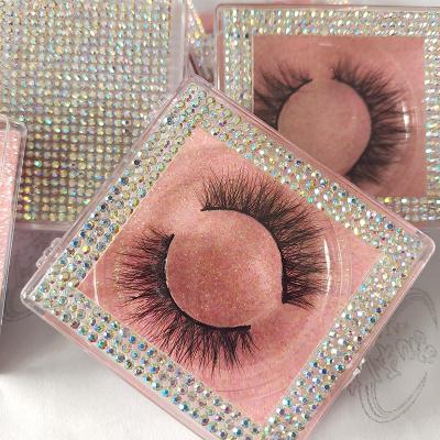 China Natural wholesale fluffy long strip thick eyelashes sparkle rodan packing square box and set 3d 25mm mink eyelash seller for sale