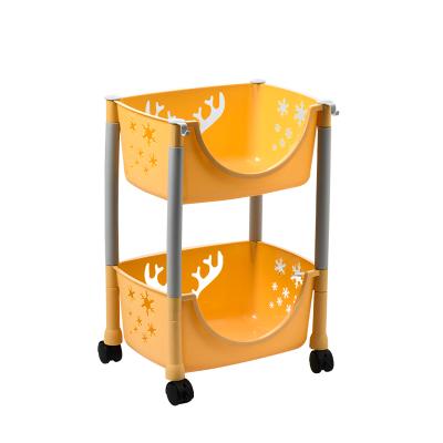 China Modern Easy To Install And Remove The Most Product 2 Tier Yellow Plastic Kitchen Storage Rack For Fruits And Vegetables for sale