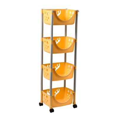 China Modern Easy To Install And Remove The Most Product 4 Tier Yellow Plastic Kitchen Storage Rack For Fruits And Vegetables for sale