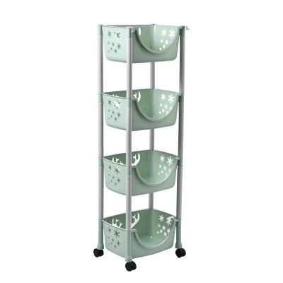 China Highest Product 4 Tier Modern Green Safe Kitchen Plastic Raw Materials Storage Rack For Fruits And Vegetables for sale