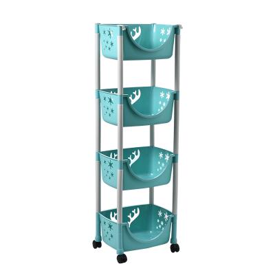 China Stylish And Breathable Blue Modern Product Storage 4 Tier Kitchen Plastic Rack For Fruits And Vegetables for sale