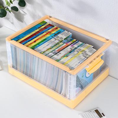 China Sustainable Hot Selling Storage Plastic Boxed Storage Transparent Folding Bins For Book for sale