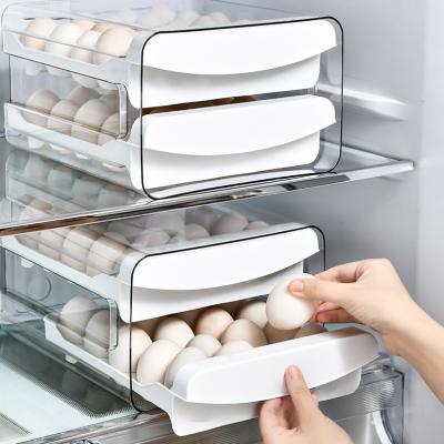 China New Design Plastic Drawer Push Pull Type Kitchen 16 Grid Plastic Egg Freshness Preservation Storage Box for sale