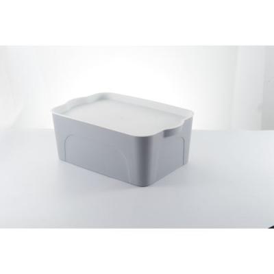 China Japanese Style Fashion Edge Design Gray Medium Smooth Viable Safety Use Plastic Storage Box With Lids for sale