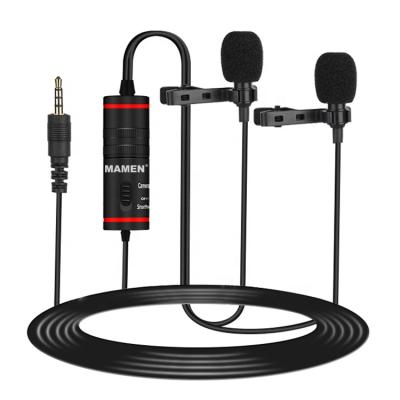 China High Quality Professional Lapel MIC 3.5mm Audio Jack Double Main Lavalier Dual Head Microphone Microphone for sale