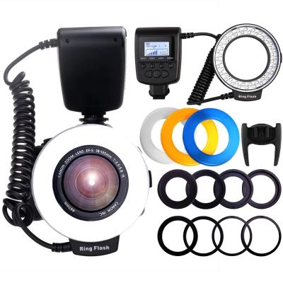 China High Quality LCD Screen HD Display Camera Macro Ring Flash Light Led Round Speedlight For DSLR Camera for sale