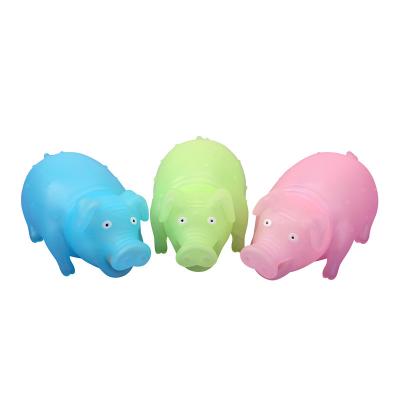 China Relieve New Arrived Plastic Cartoon Animal Luminous Pink Squeeze Pig Squeeze Noise Squeak Toys for sale