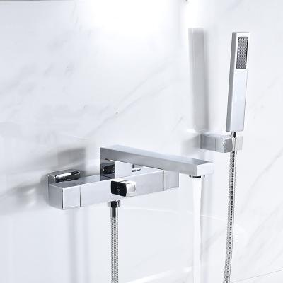 China Without Slide Bar Wall Mount Tub Mixer With Handheld Shower Waterfall Faucet And Spout Set Bathtub Shower Faucet for sale