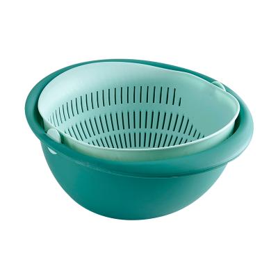 China PP Stocked Double Layer Multi Function Fruit Vegetable Washing Bowl for sale