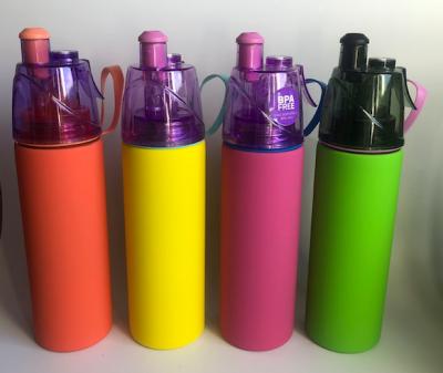 China Stocked Custom Logo 500ml Printing Mist Spray Stainless Steel Sports Water Bottle With Straw for sale