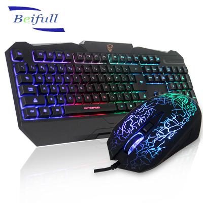 China With on/off switch to control fashion backlit warm design gaming colorful backlit keyboard and mouse combined with skin feeling for sale