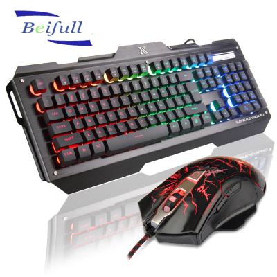 China General Gamer with Dual Colored Backlit Combo Latest Alloy Injection Molding Gaming Keyboard and 7color Mouse Combo for sale