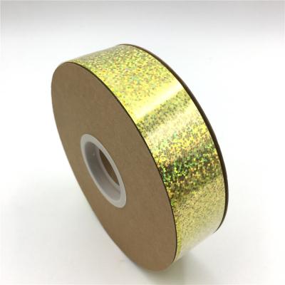 China 30mm X 100m Poly Holographic Tape PP Ribbon Roll , Plastic Gift Wrapping Tape for sale