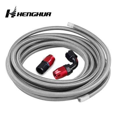 China 304 Stainless Steel Braided Oil Hose  With An Hose Ends Fitting Aluminum Black à venda