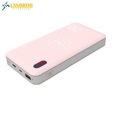 China Big Capacity Wireless Power Bank with Built-in 3-IN-1 Cable 20000mAh LCD Screen Display Emergency Mobile Charger for sale