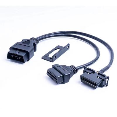 China Universal 16pin Male To Female OBD2 OBDII Y Adapter Splitter Connector Diagnostic Cable With Underdash Bracket For All Car for sale