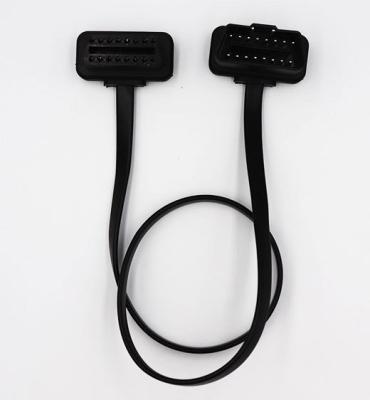 China Slim Universal Flat OBD2 Extension Cable Noodle 16PIN ELM327 Male to Female OBDII Splitter 60cm obd extension cable for sale