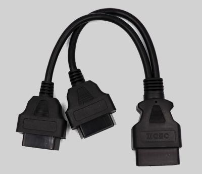 China Universal 16Pin OBD II Connector Male To Dual Female Y Splitter Cables OBD2 Extension Cable Adapter for sale