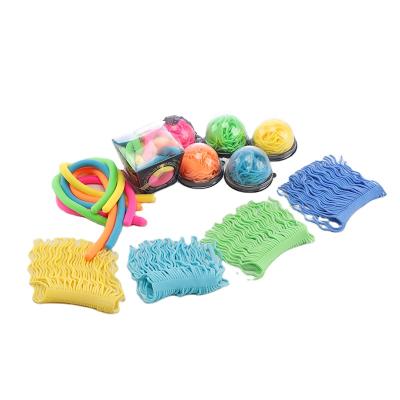 China New children's toys noise toys that volume can be colorful customized packaging TPR soft sensory toys stretch string rope stretch noodle toys for sale