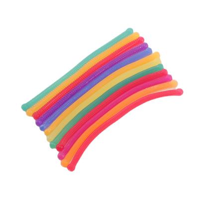 China Wholesale Simulation Amazon TPR Stretch Squeeze Toys Stretchy String Fuzzy Worm Noodles Sensory Play Toy for sale