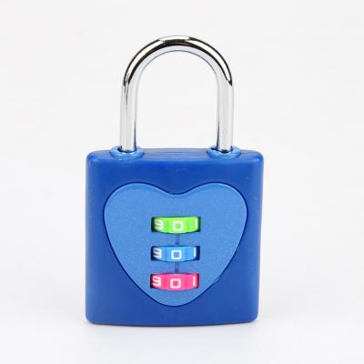 China 3 Digit Metal Combination Heart Shape Padlock Adjustable Decorative Lock For Wedding Gifts for sale