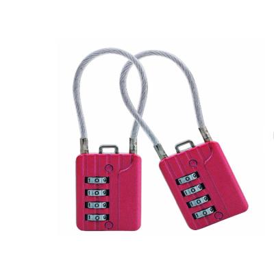 China Metal 4 Digit Travel Luggage Lock Cable Suitcase Combination Padlock for sale