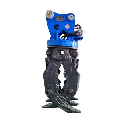 China Multi Use Heavy Duty Wooden 15 Ton Excavator Rotating Rock Grabs With Double Cylinders for sale