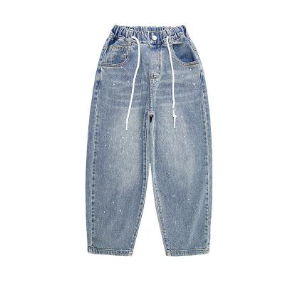 China Korean version of 2023 new girls' harem denim fashionable loose girls' pants breathable floor length pants for sale