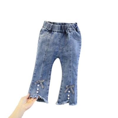 China Spring And Autumn Breathable Micro Flare Girls Stretch Slit Fashion Girls Jeans for sale