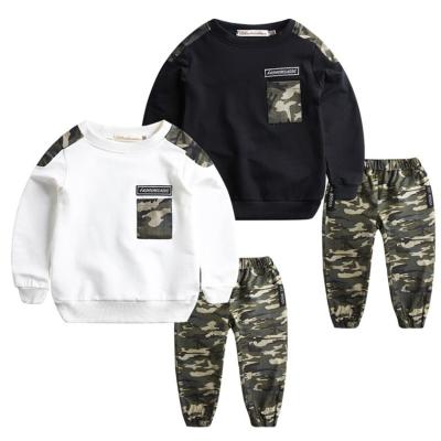 China Upper + Pant Matching Sets Boys Camouflage Two-Piece Suit For Spring And Fall for sale