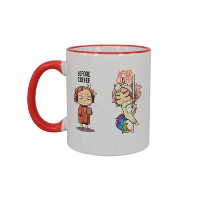 China 2021 Viable Customized Printing 11oz Logo Cheap Coffee Ceramic Mugs Masks Sublimation Porcelain Mugs for sale