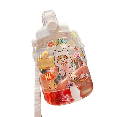 China 1300ml Girls Creative Sports Portable Cute Big Belly Plastic Water Cup Large Stocked Capacity Water Cup for sale