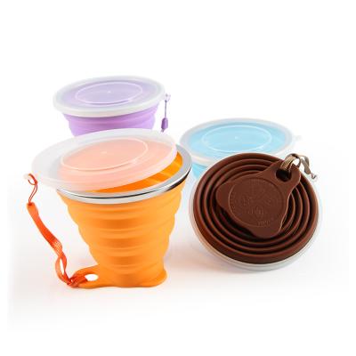 China Hot Bpa Free Portable Travel Sport 270ml Amazon Selling Water Coffee Cup Silicon Folding Reusable Collapsible Folding Cup for sale