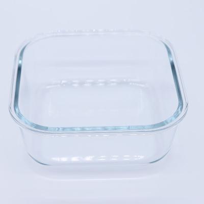 China 2021 Large Capacity Freshness Preservation 1200ml Squares Shape Bento Lunch Box Food Containers Borosilicate Glass Leakproof Salad Bowl for sale