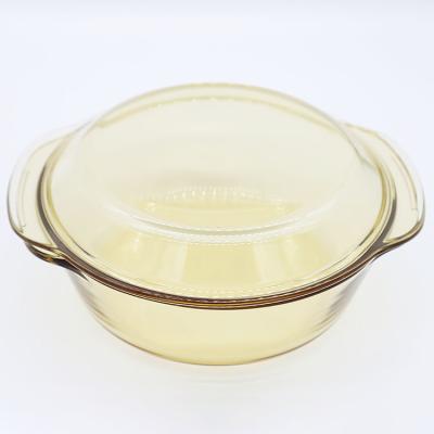 China 2021 Best Capacity 700ML Amber Round High Borosilicate Glass Pot Sustainably Selling Casserole Set With Glass Covers for sale