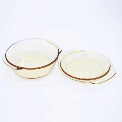 China 2021 Sustainable Factory Cheap Pyrex Round Glass Casserole Set High Borosilicate Glass Casserole Set For Delicious Soup Making for sale